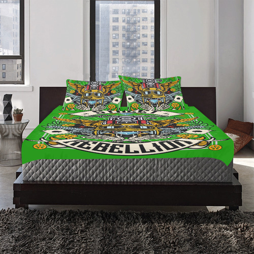 Street Rebellion Modern Green 3-Piece Bedding Set