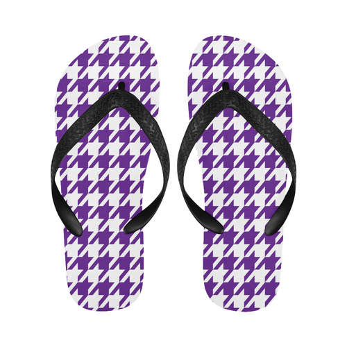 royal purple and white houndstooth classic pattern Flip Flops for Men/Women (Model 040)