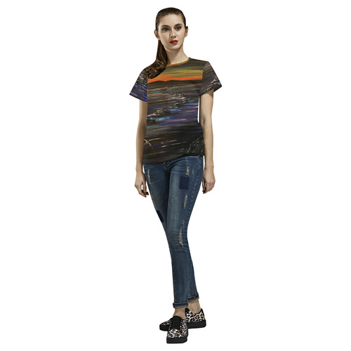 Night Walk All Over Print T-Shirt for Women (USA Size) (Model T40)