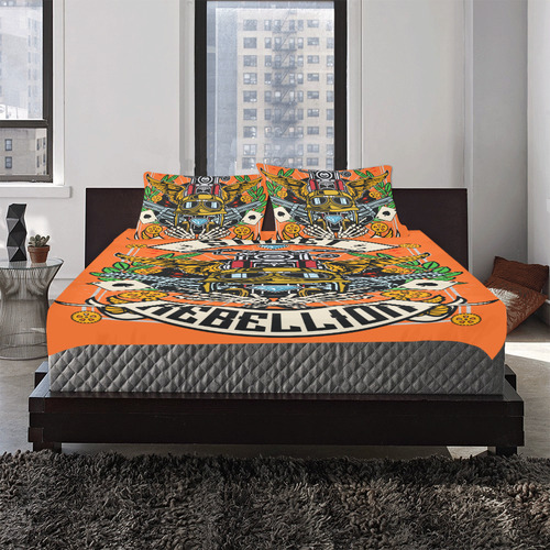 Street Rebellion Modern Orange 3-Piece Bedding Set