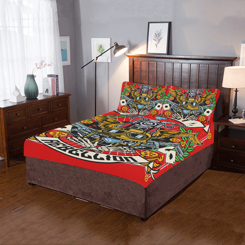 Street Rebellion Modern Red 3-Piece Bedding Set