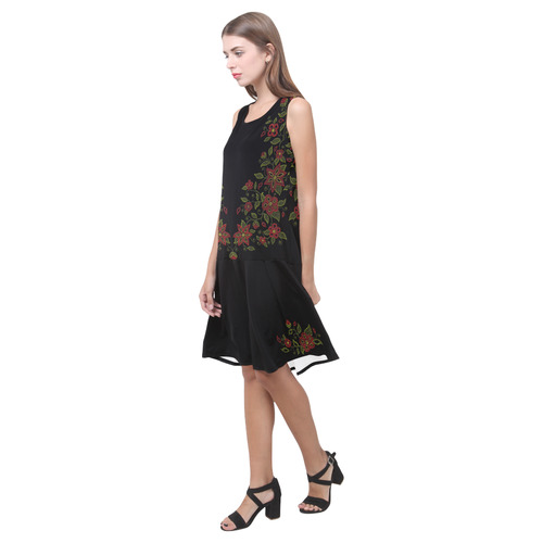 Metis Art Dresses Native Beading Dress Sleeveless Splicing Shift Dress(Model D17)