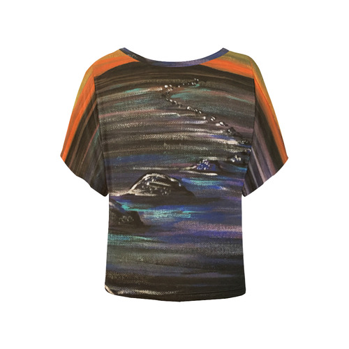 Night Walk Women's Batwing-Sleeved Blouse T shirt (Model T44)