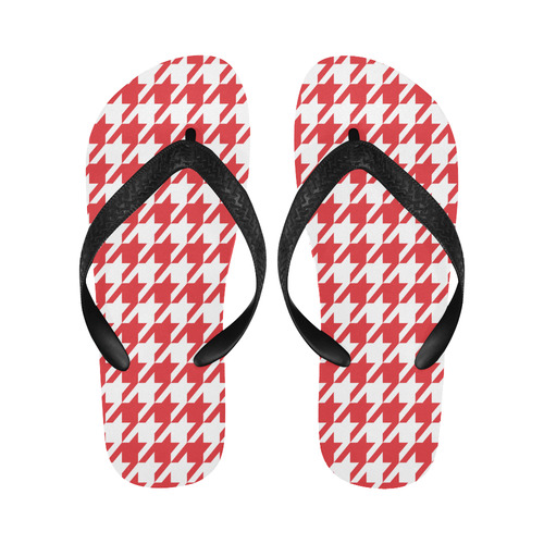 red and white houndstooth classic pattern Flip Flops for Men/Women (Model 040)