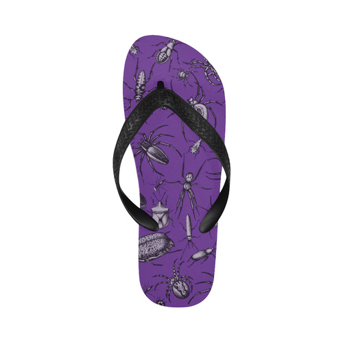 spiders creepy crawlers insects purple halloween Flip Flops for Men/Women (Model 040)