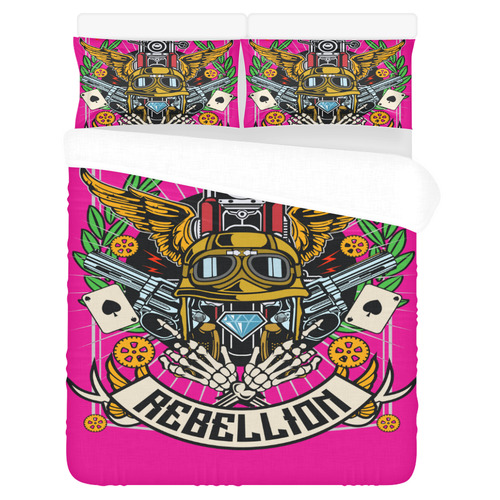 Street Rebellion Modern Pink 3-Piece Bedding Set