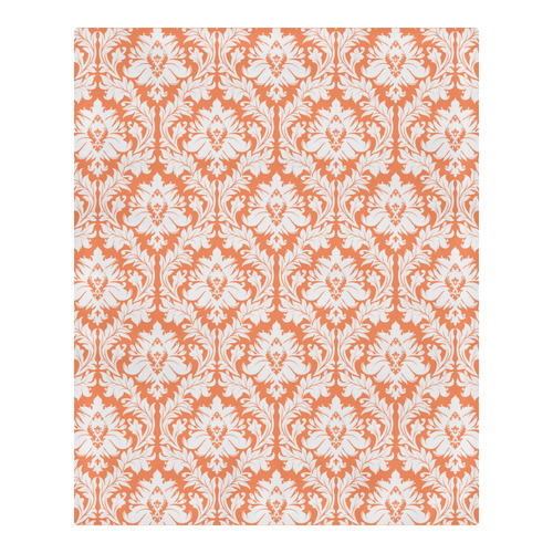 damask pattern orange and white 3-Piece Bedding Set