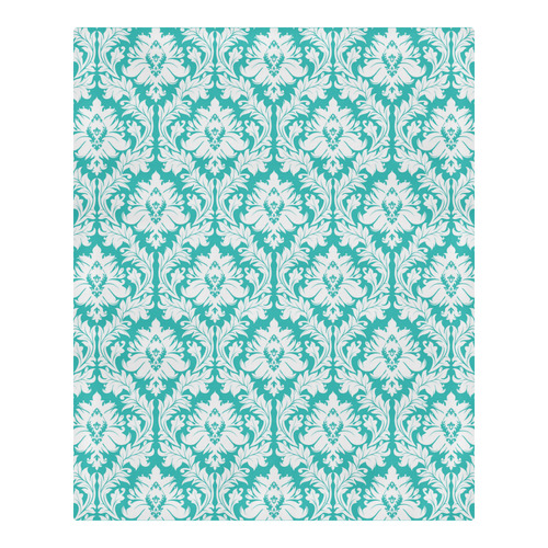 damask pattern turquoise and white 3-Piece Bedding Set