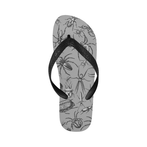 beetles spiders creepy crawlers insects grey Flip Flops for Men/Women (Model 040)