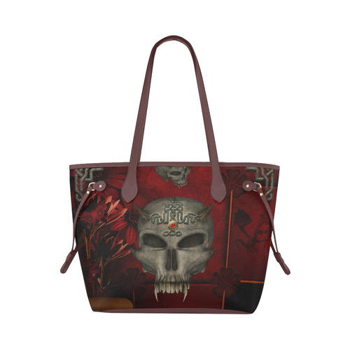 Skull with celtic knot Clover Canvas Tote Bag (Model 1661)