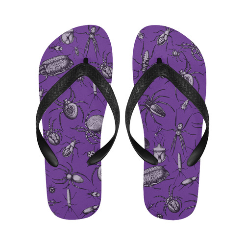 spiders creepy crawlers insects purple halloween Flip Flops for Men/Women (Model 040)