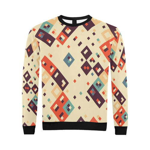 Squares in retro colors4 All Over Print Crewneck Sweatshirt for Men (Model H18)