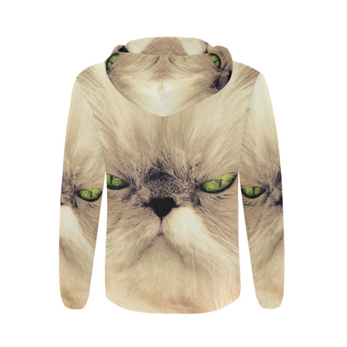 Angy Cat All Over Print Full Zip Hoodie for Men (Model H14)