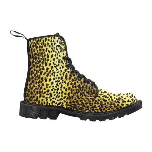 LEOPARD faux fur animal print Martin Boots for Men (Black) (Model 1203H)