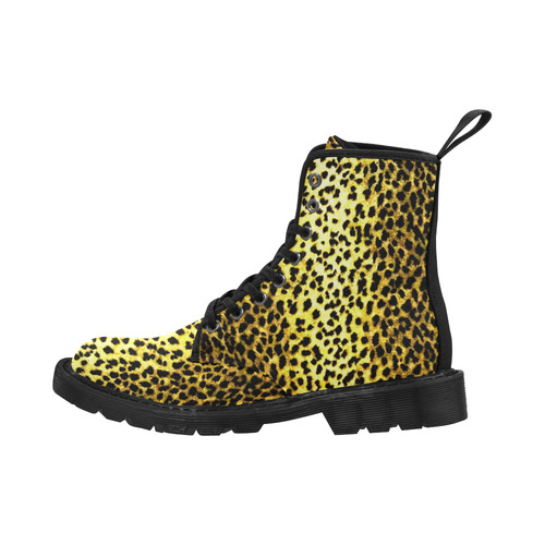 LEOPARD faux fur animal print Martin Boots for Men (Black) (Model 1203H)