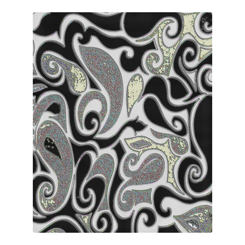 Wacky Retro Swirl Abstract in black and white 3-Piece Bedding Set