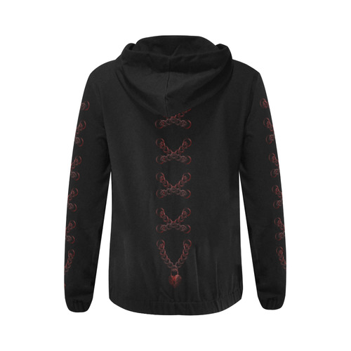 Chain Lock Multi Lacing Love Heart s All Over Print Full Zip Hoodie for Women (Model H14)