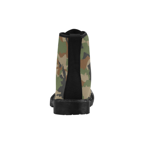 woodland camouflage pattern Martin Boots for Men (Black) (Model 1203H)