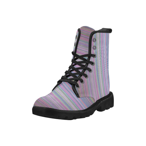 Broken TV screen rainbow stripes Martin Boots for Men (Black) (Model 1203H)