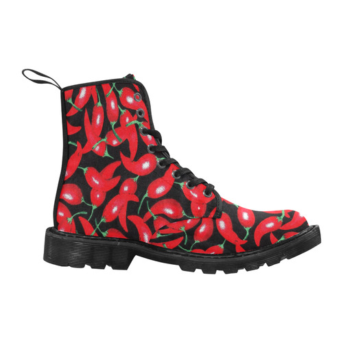 red hottt chili peppers in red and black Martin Boots for Men (Black) (Model 1203H)