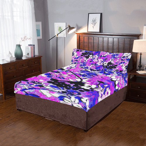 wacky retro floral abstract in bright and bold color 3-Piece Bedding Set