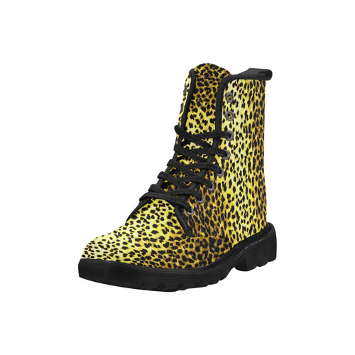 LEOPARD faux fur animal print Martin Boots for Men (Black) (Model 1203H)