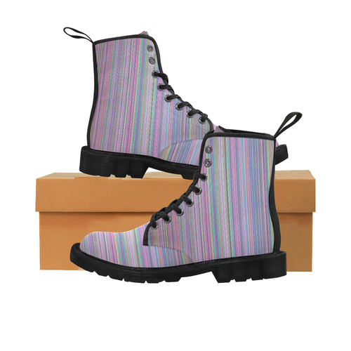 Broken TV screen rainbow stripes Martin Boots for Men (Black) (Model 1203H)