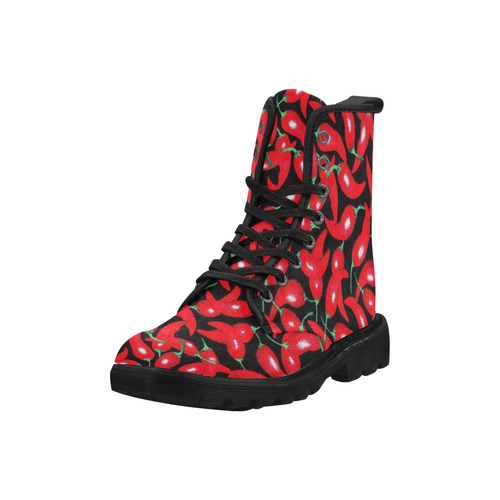 red hottt chili peppers in red and black Martin Boots for Men (Black) (Model 1203H)