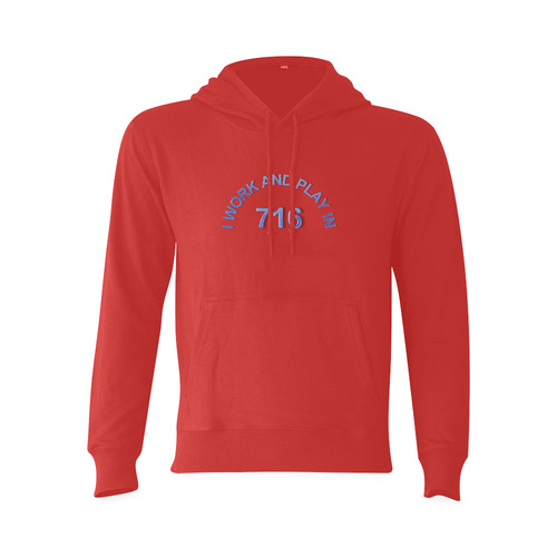 I WORK AND PLAY  IN 716 on Red Oceanus Hoodie Sweatshirt (Model H03)