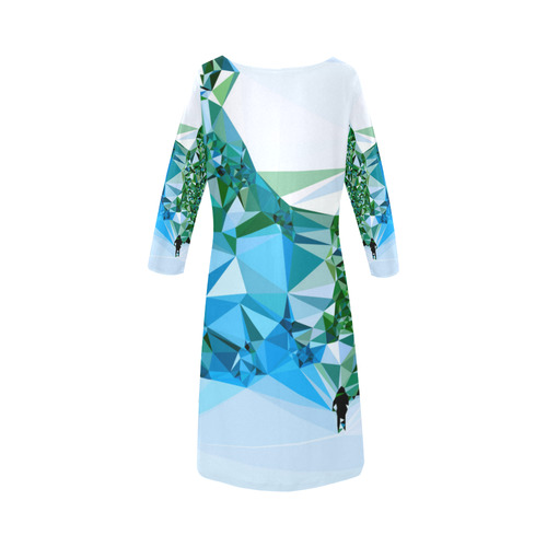 Figure In Snow Low Poly Triangles Round Collar Dress (D22)