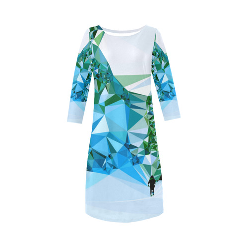 Figure In Snow Low Poly Triangles Round Collar Dress (D22)