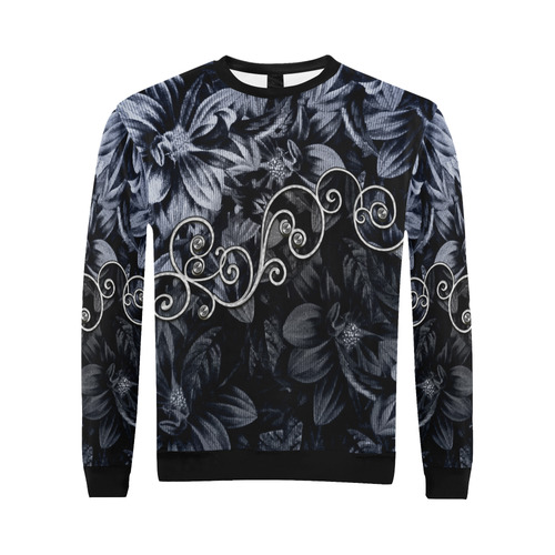 Flower power in blue All Over Print Crewneck Sweatshirt for Men (Model H18)