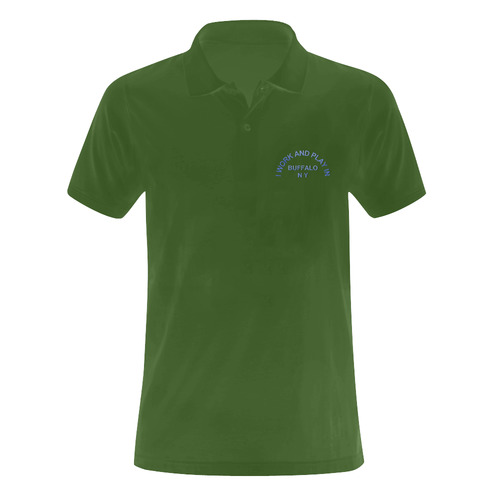 I WORK AND PLAY  IN BUFFALO NY on Green Men's Polo Shirt (Model T24)