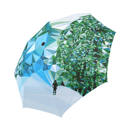 Figure In Snow Low Poly Triangles Auto-Foldable Umbrella (Model U04)