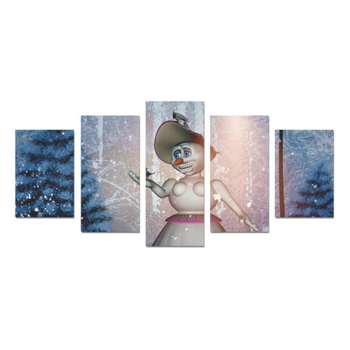 Snow women with birds Canvas Print Sets D (No Frame)