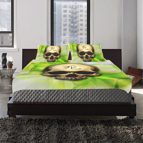 Death Kanji Skull 3-Piece Bedding Set