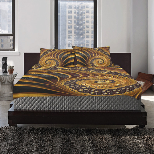 Black Gold Copper Shell 3-Piece Bedding Set
