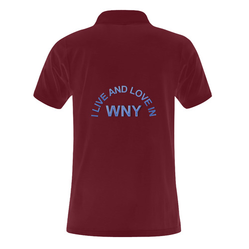 I LIVE AND LOVE IN WNY on Maroon Men's Polo Shirt (Model T24)