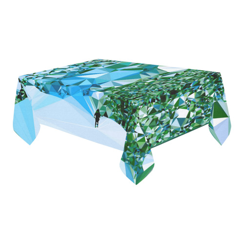 Figure In Snow Low Poly Triangles Cotton Linen Tablecloth 60" x 90"