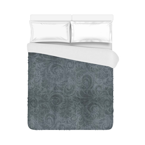 Denim with vintage floral pattern, grey, green Duvet Cover 86"x70" ( All-over-print)