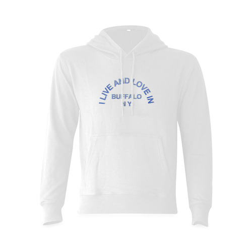 I LIVE AND LOVE  IN BUFFALO NY on White Oceanus Hoodie Sweatshirt (NEW) (Model H03)