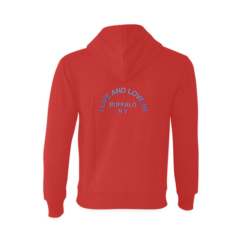 I LIVE AND LOVE  IN BUFFALO NY on Red Oceanus Hoodie Sweatshirt (Model H03)