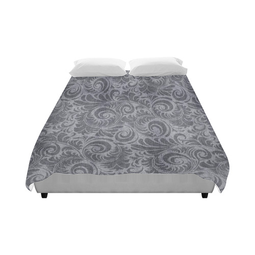 Denim with vintage floral pattern, light grey Duvet Cover 86"x70" ( All-over-print)