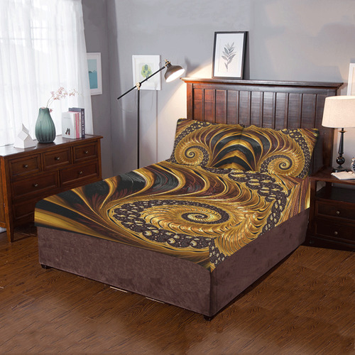 Black Gold Copper Shell 3-Piece Bedding Set