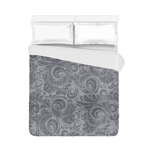 Denim with vintage floral pattern, light grey Duvet Cover 86"x70" ( All-over-print)