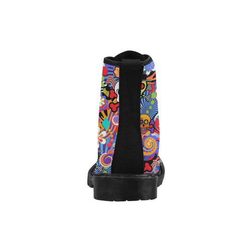 Ladies Print Boots Sugar Skull Print Martin Boots for Women (Black) (Model 1203H)