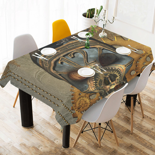 Awesome steampunk skull Cotton Linen Tablecloth 60" x 90"