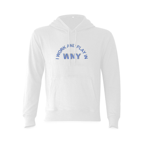 I WORK AND PLAY  IN WNY on White Oceanus Hoodie Sweatshirt (NEW) (Model H03)