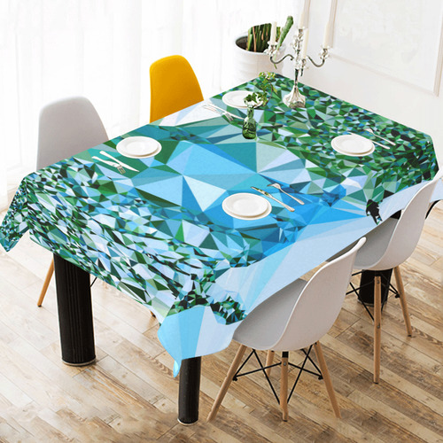 Figure In Snow Low Poly Triangles Cotton Linen Tablecloth 60" x 90"