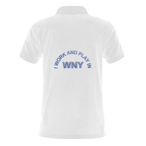 I WORK AND PLAY  IN WNY on White Men's Polo Shirt (Model T24)
